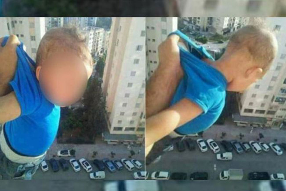 Absolut Bescheuert: Für Facebook-Likes hielt dieser Mann sein Kind aus dem 15. Stock